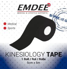 Emdee Kinesiology Tape Zwart Non Cut 1rol