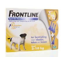 Frontline Spot on 3 plus 1 hond S 2-10kg vlo en teek 4st