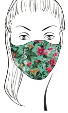 dnl Mondkapje Flowers Green One Size - Uitwasbaar 1 stuks