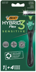 Bic Flex 3 hybrid shaver sensitive leaf blades 4 4st