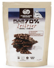 chocolatemakers Biologische Chocozeiltjes Puur 70% met Zeezout en Nibs 100g