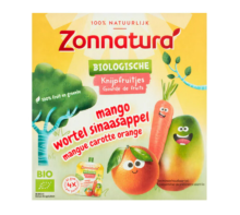 Zonnatura Knijpfruit groente mango/wortel/sinas kikker 4x90