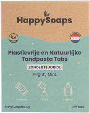 HappySoaps Tandpasta Tabs zonder Fluoride Navulverpakking 62 tabletten