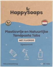 HappySoaps Tandpasta Tabs met Fluoride Navulverpakking 62 tabletten