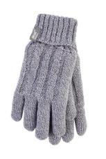 heat holders Ladies cable gloves S/M light grey 1paar
