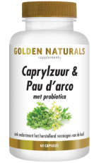 Golden Naturals Caprylzuur en Pau D'Arco met Probiotica 60 Vegetarische capsules