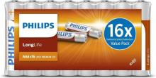 Philips Batterij Longlife AAA 16 Stuks