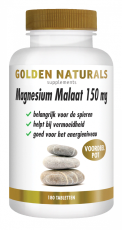 Golden Naturals Magnesium Malaat 150 MG 180 Vegan Tabletten