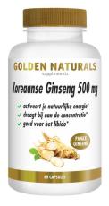Golden Naturals Koreaanse Ginseng 500mg 60 Veganistische Capsules