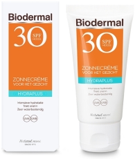 Biodermal Zonnebrand Cr&egrave;me Gezicht Hydraplus SPF30 50 ML