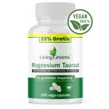 Livinggreens Magnesium tauraat + vitamine B6 voordeelverpakking 240vc