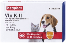 beaphar Vlo Kill+ Kat & Hond Tot 11kg 6st 6tabl