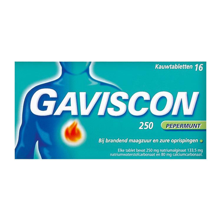 Goedkoopste Gaviscon Kauwtabletten pepermunt 250 16 tabletten