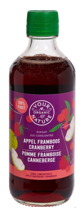 your organic nature Yon diksap appel, framboos en cranberry bio 400ml