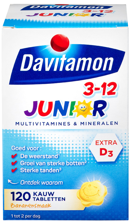 Goedkoopste Davitamon Junior 3-12 kauwtabletten banaan 120 tabletten