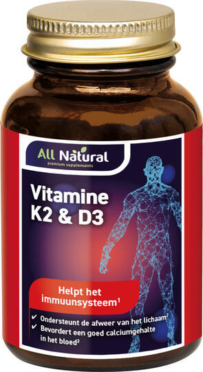 Goedkoopste All Natural Vitamine k2 50mcg &d3 60cp