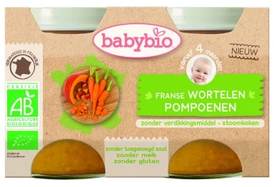 Goedkoopste Babybio Groenten wortel pompoen biologisch 2x130gr