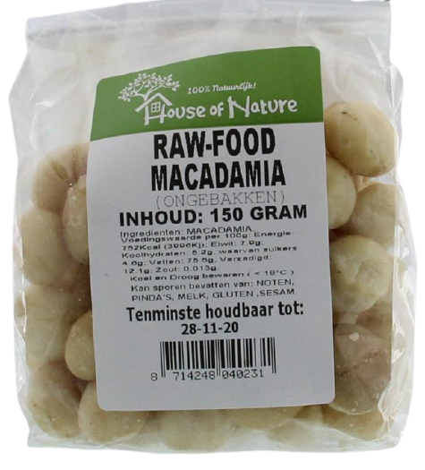 house of nature Macadamia's ongezouten 150g