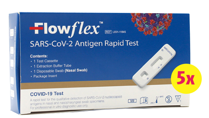 Goedkoopste flowflex Acon flowflex covid-19 antigeen sneltest 5 stuks