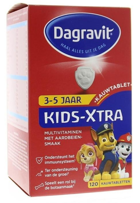 Dagravit Kids Aardbei 3-5 jaar 120 kauwtabletten Voordelig online kopen | Drogist.nl