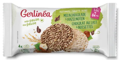 Gerlinea Rijstwafel chocolade & hazelnoten 4 xs