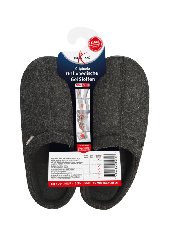 Lucovitaal Slof gel orthopedisch 43-44 hanger 1 Paar