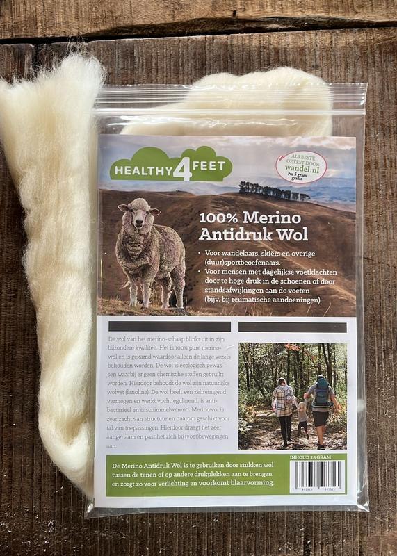 healthy4feet Wandel 100% merino antidruk wol 25 + 5 gram 30g