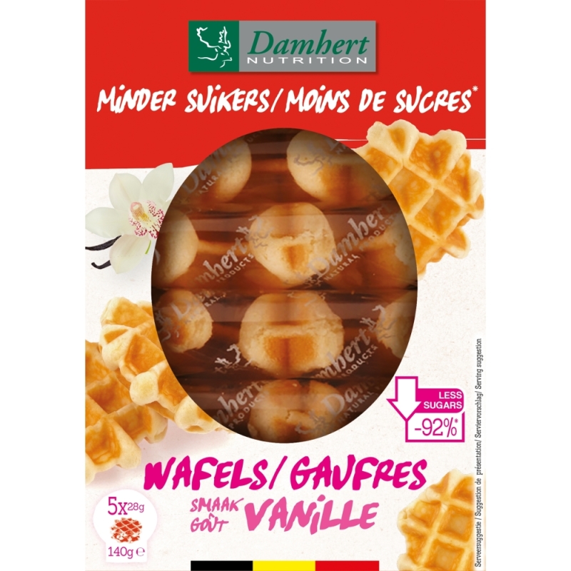 Damhert Suikerwafel vanille minder suikers 140g