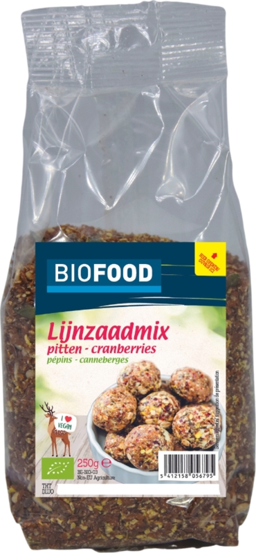 biofood Lijnzaadmix pitten cranberry bio 250 G