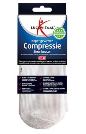 Lucovitaal Koper compressie kousen 42-47 wit 1 paar