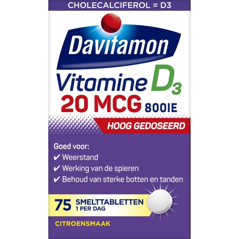 Davitamon Vitamine d3 75 smelttabletten