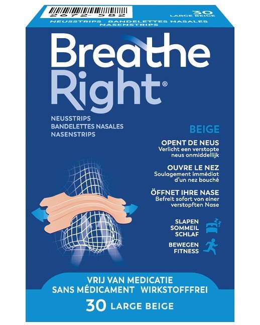 Breathe Right Neusstrips normale huid large 30 Stuks