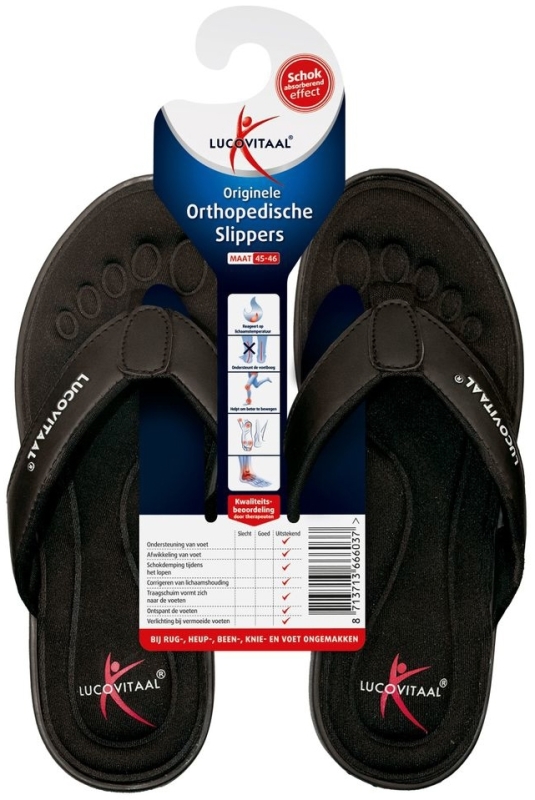 Lucovitaal Orthopedische slippers 45-46 zwart 1 Paar