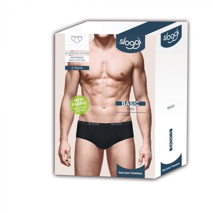Sloggi Men basic midi slip 2 pack zwart 8