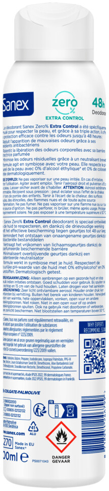 Sanex Deodorant Zero% Extra Control 200 ML
