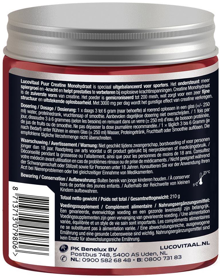 Lucovitaal Creatine Poeder Puur 210 gram