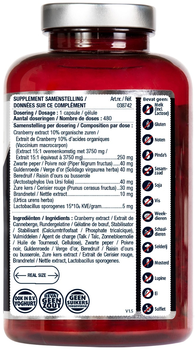 Lucovitaal Cranberry met X-tra Lactobacillus 480 capsules