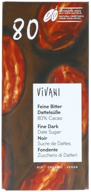 Chocolade puur 80% dadel gezoet bio 80g