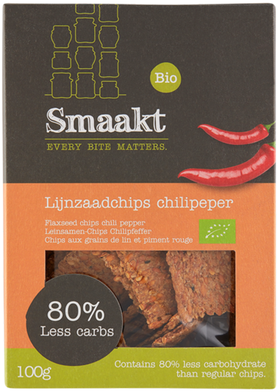 Lijnzaadchips Chilipeper Less Carb 100 G