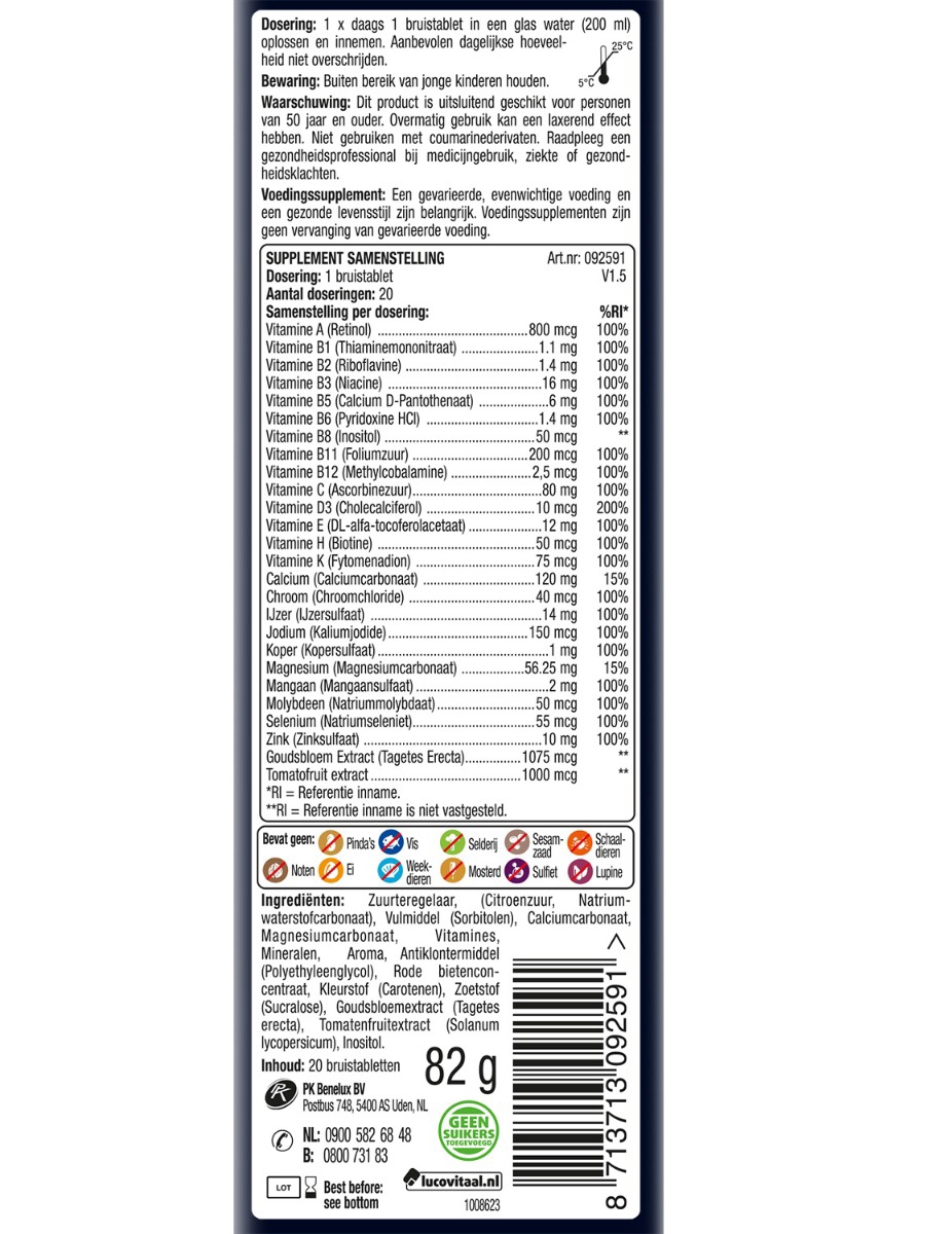 Lucovitaal Multi 50+ Bruistabletten met Mangosmaak 20 bruistabletten