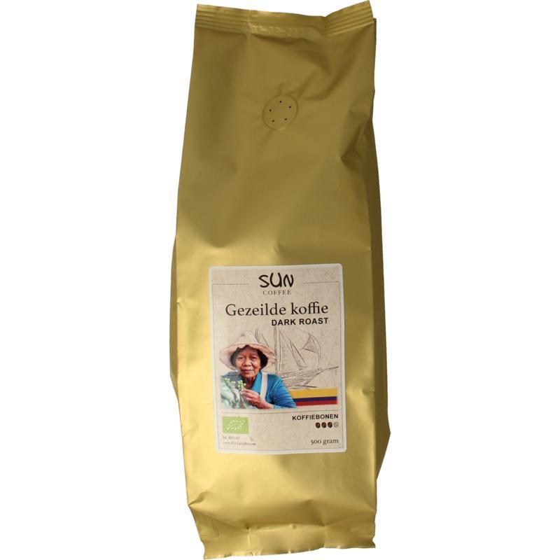 Gezeilde koffiebonen dark roast bio 500g