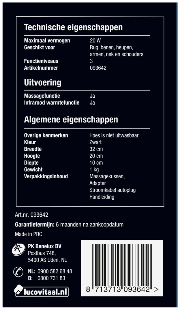 Lucovitaal Orthopedisch Massage Kussen Shiatsu 1st