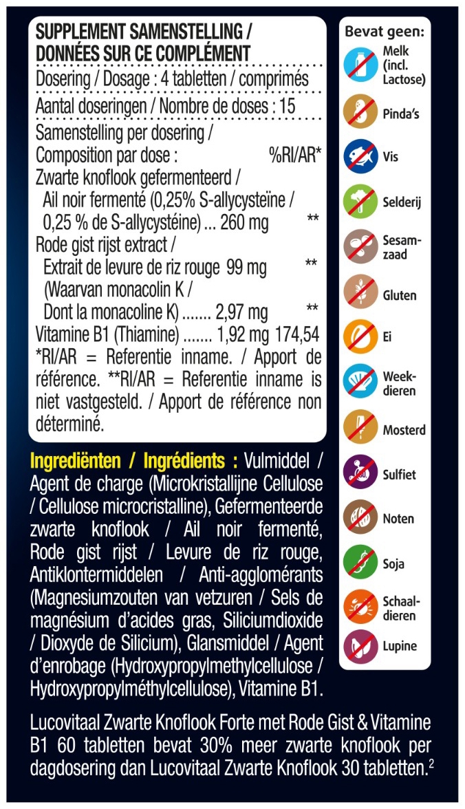 Lucovitaal Zwarte Knoflook Forte Vegan 60 tabletten