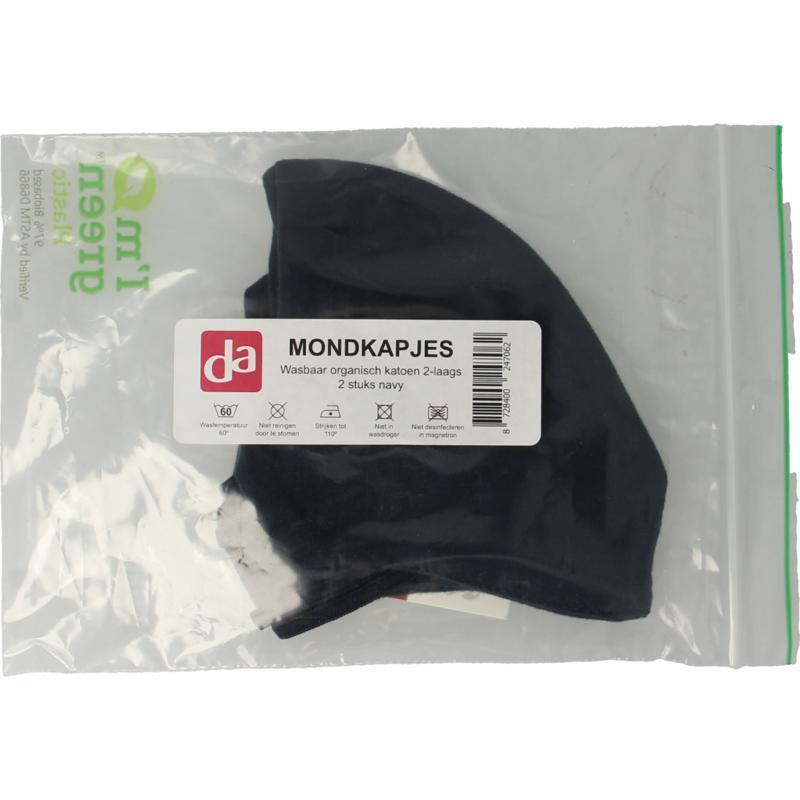 Mondkapje Katoen 2-Laags Navy 2 Stuks
