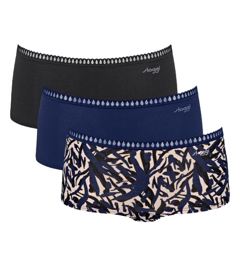 Sloggi Go Crush Dames Short 3-Pack Blue - Dark Combination