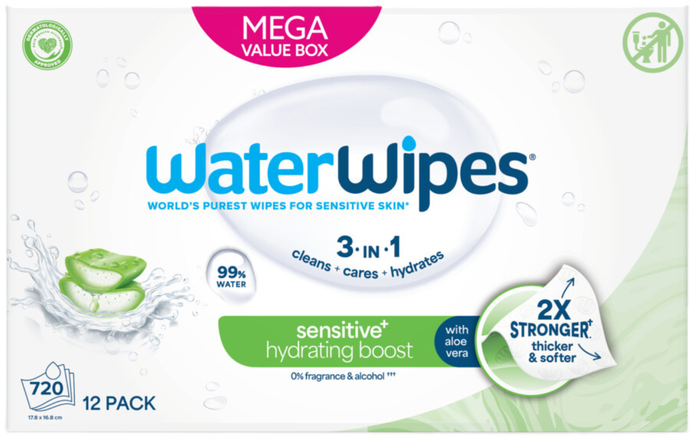 WaterWipes Baby Hydrating Clean Billendoekjes 720 Stuks
