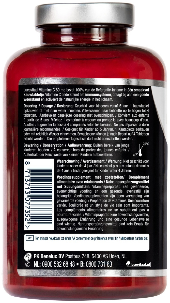 Lucovitaal Vitamine C 80mg Citroen 800 Kauwtabletten