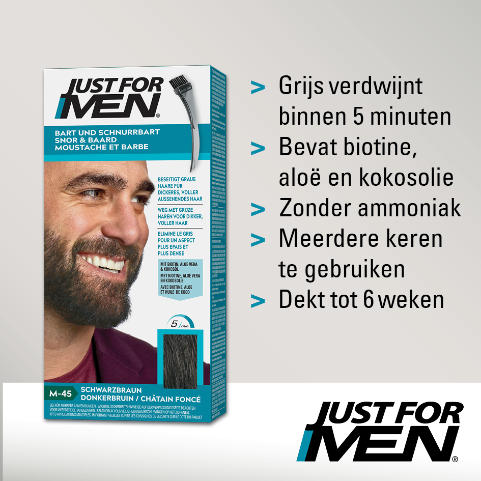 Just For Men Snor & Baard Donkerbruin M45 1 Set