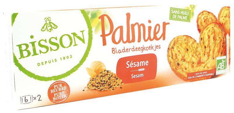 Bisson Palmier Bladerdeegkoekjes Sesam Bio 100g
