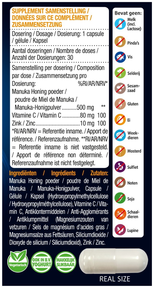 Lucovitaal Manuka Honing Zink 30 capsules